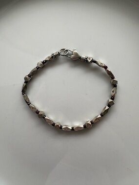 Brighton Silver Beaded Bracelet with Garnet-Tone Accents